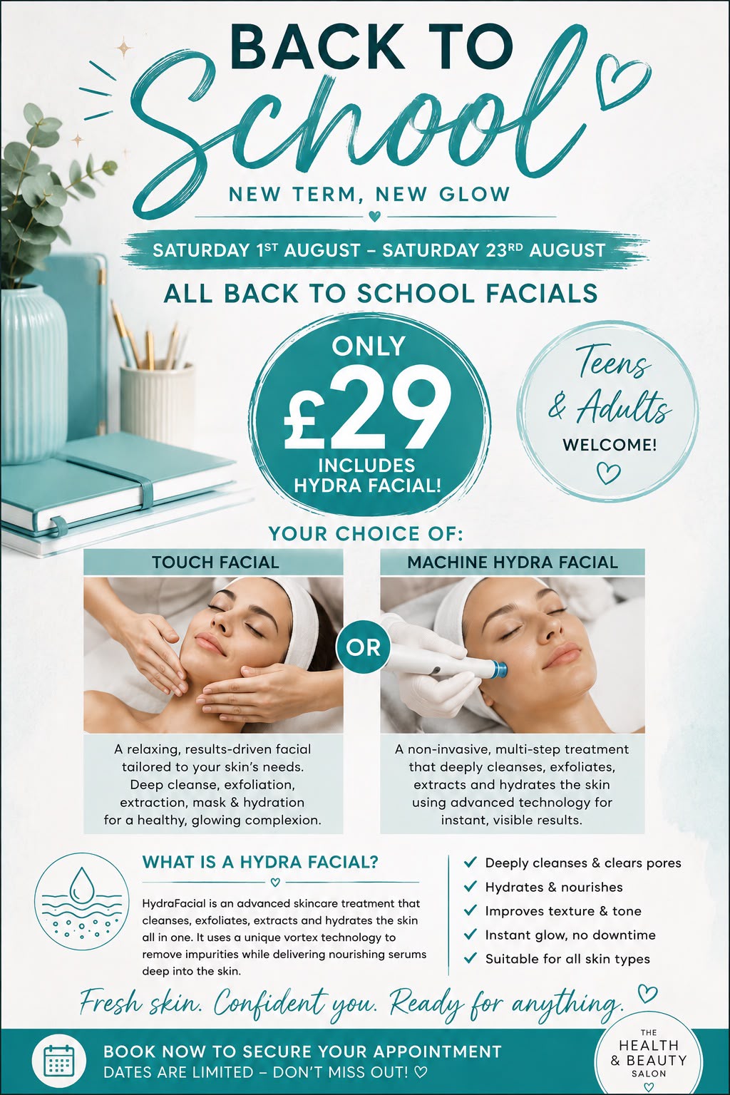 Back to school facials